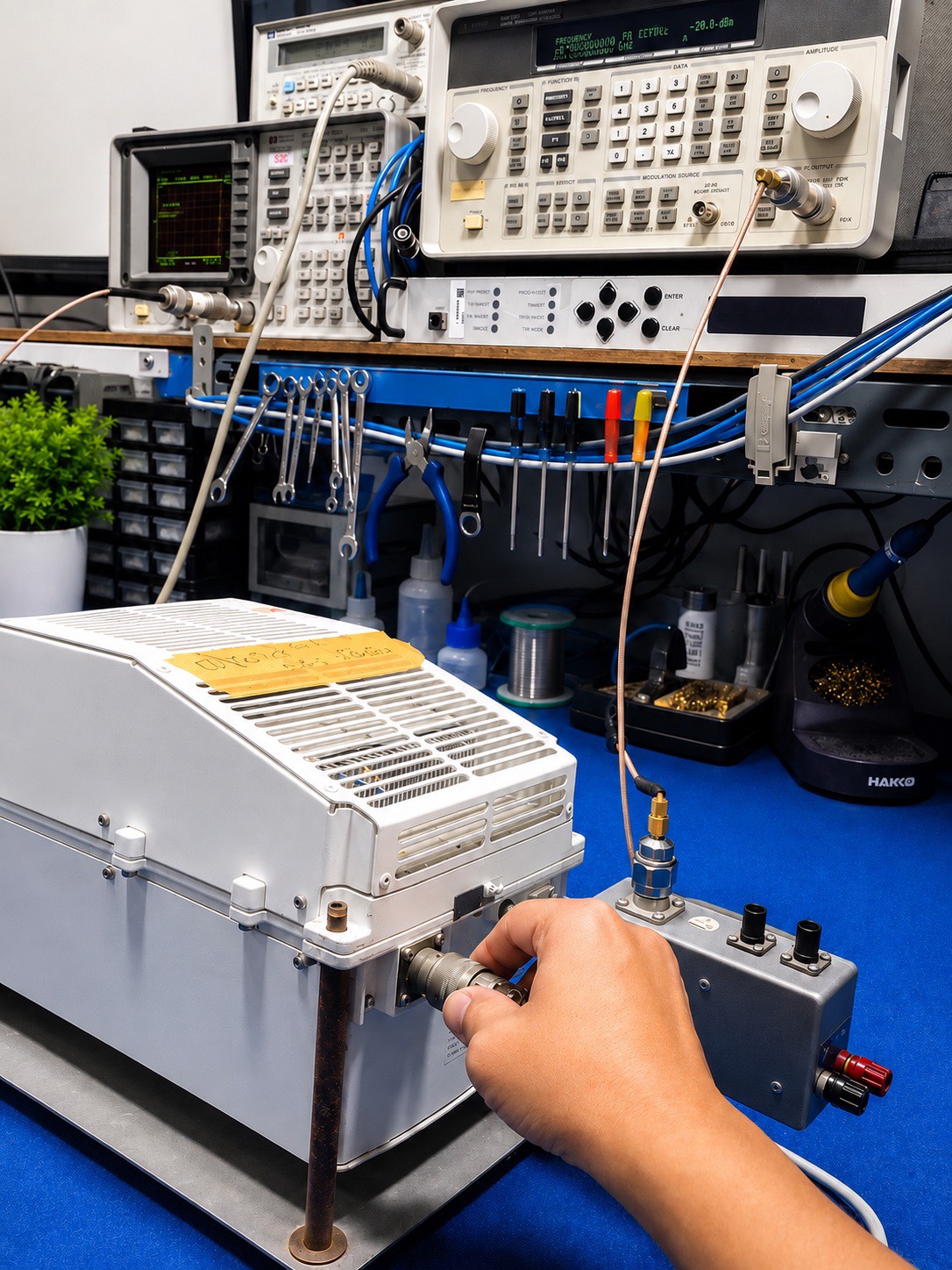RF testing and satellite communication equipment support